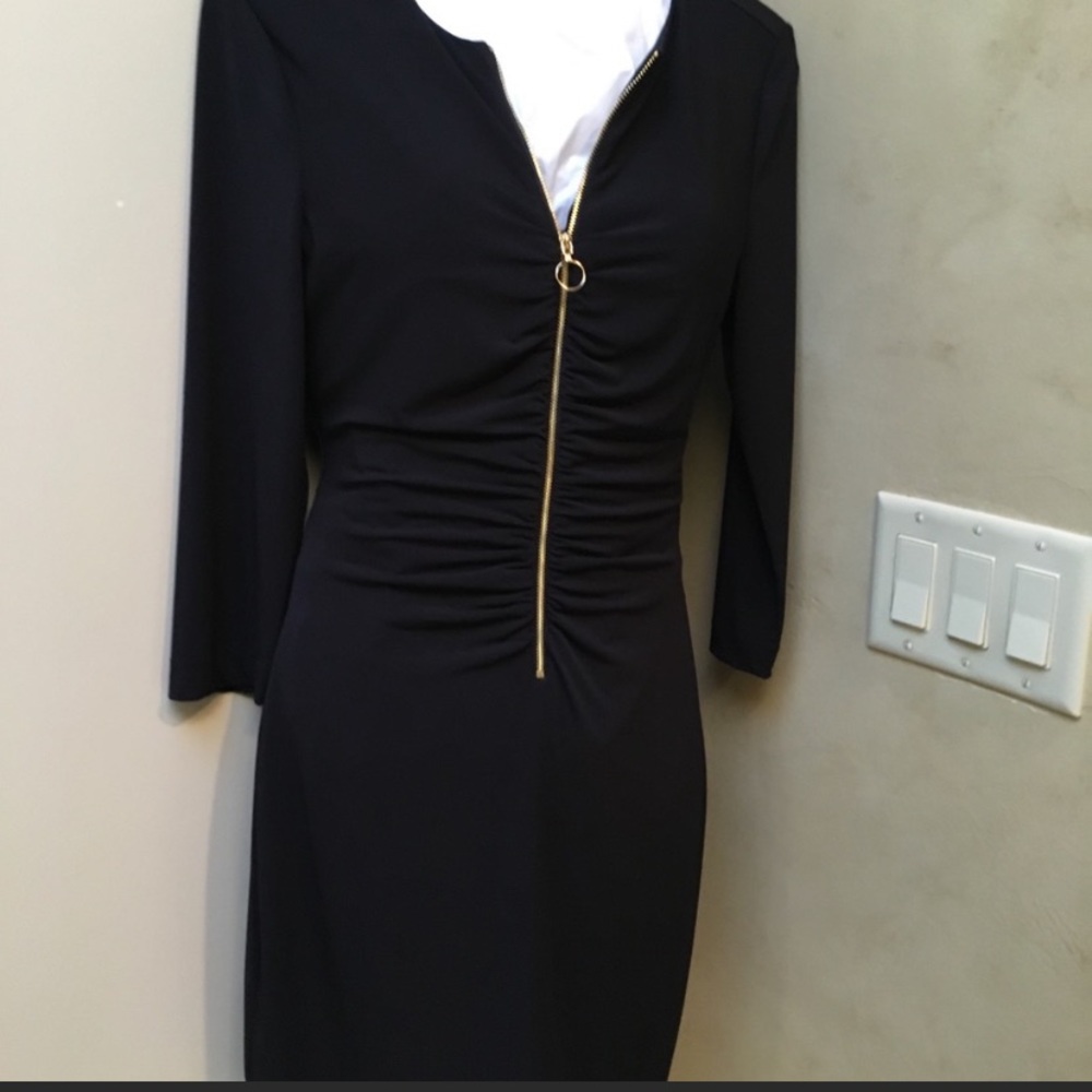 Jessica Simpson sexy black dress with gold zipper